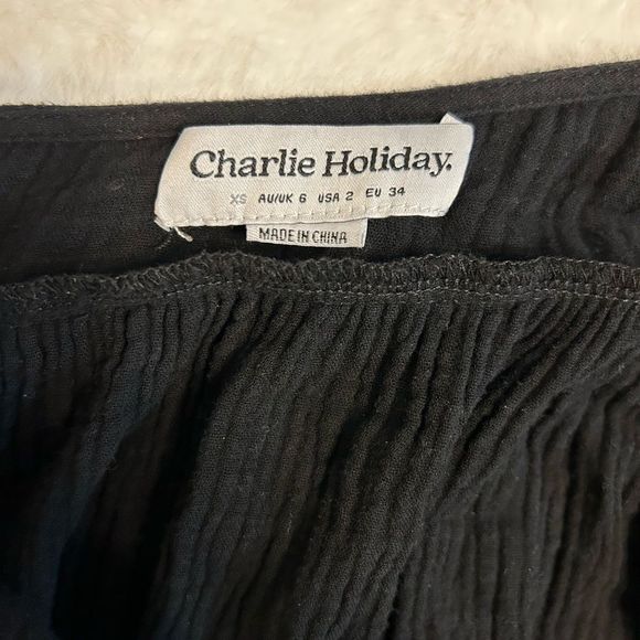 Anthropology Harlow Tie-Front Maxi Dress Charlie Holiday, size M, black - Picture 4 of 12